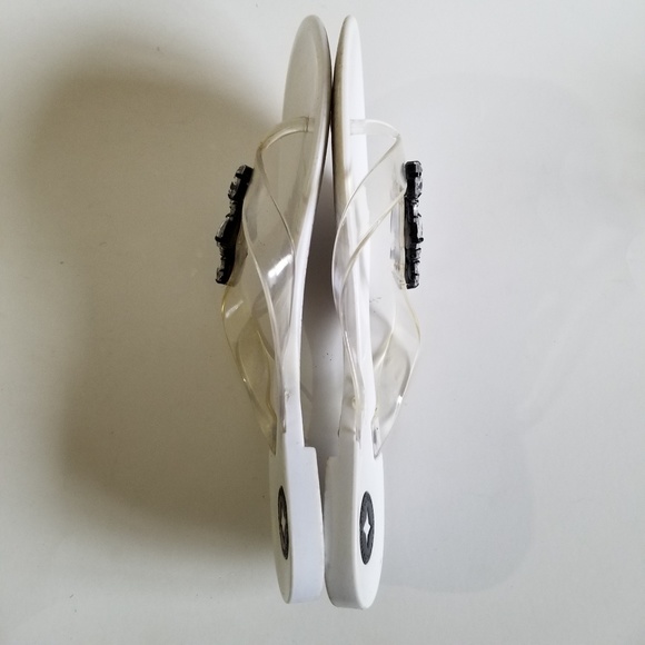 BCBGeneration White Rhinestone Jelly Sandal 7 - Picture 6 of 7